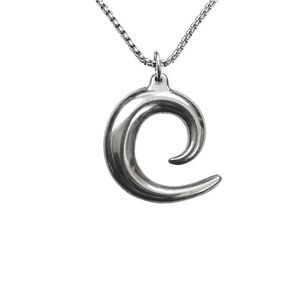 silver half spiral necklace handmade stainless steel non-tarnish box chain heavy